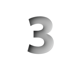 Sleek White Number 3 Three With A Subtle Shadow Embossed Into Grey Background 3D Illustration