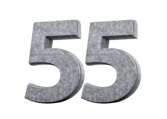 Concrete Number Fifty Five 55 Digit Made Of Grey Concrete Stone White 3d Illustration