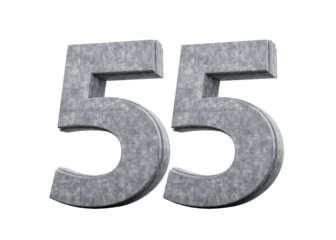 Concrete Number Fifty Five 55 Digit Made Of Grey Concrete Stone White 3d Illustration