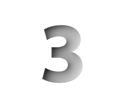 Sleek White Number 3 Three With A Subtle Shadow Embossed Into Grey Background 3D Illustration