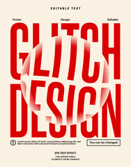 Editable Text Effect Vector of Red Glitch with shadow modern poster design typography for poster, brochure, advertising, display