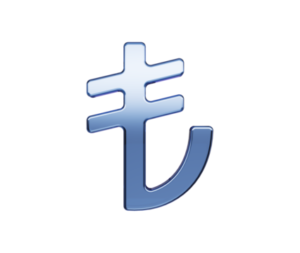 Glossy 3D Turkish Lira currency symbol isolated, representing finance and currency. 3d illustration