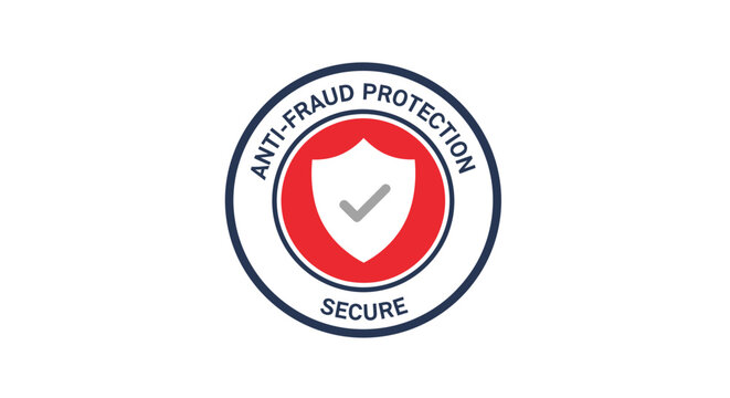 Professional anti-fraud protection shield emblem signifies secure transactions and safeguarding customer data with trust and integrity