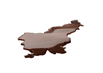 Slovenia Map Made Of Transparent Liquid Water On Wooden Floor Save Water Concept 3D Illustration