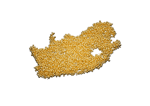 South Africa Map Made Of High Quality Premium Golden Shiny Metallic Beads Or Balls 3D Illustration