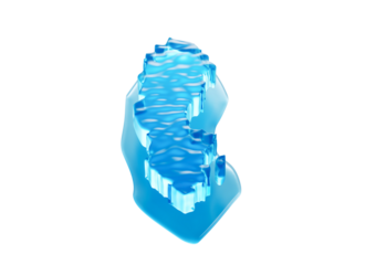 Water Ice Map Of Sweden Global Warming Melting Glacier In Deep Ocean Blue Water 3d Illustration