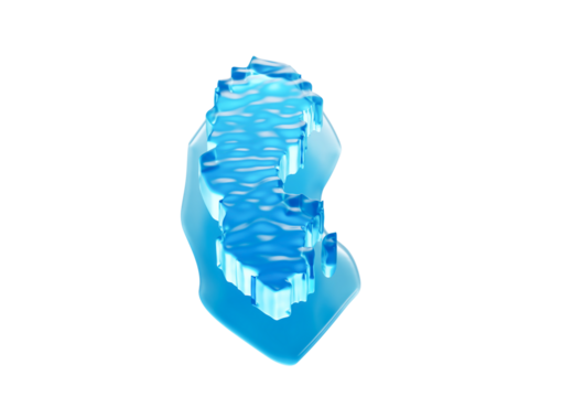 Water Ice Map Of Sweden Global Warming Melting Glacier In Deep Ocean Blue Water 3d Illustration