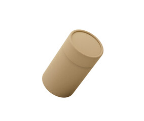 Natural kraft paper cylindrical jar or tube for eco-friendly product packaging. 3d illustration