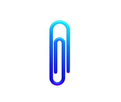 Modern, vibrant blue and purple gradient paper clip for organization. 3d illustration