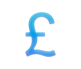 Vibrant blue 3D Pound sterling currency symbol representing finance. 3d illustration