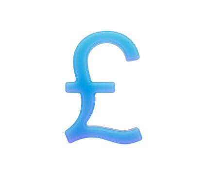 Vibrant blue 3D Pound sterling currency symbol representing finance. 3d illustration
