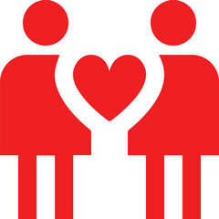 man and woman with heart icon red gender symbol,stylized heart,minimalist,red and white,geometric,clean,simple