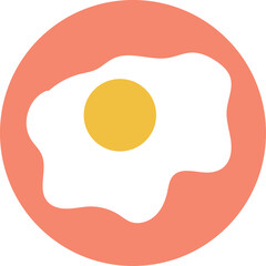 Simple Fried Egg Graphic Element In A Circle With Transparent Background And Coral Ring Detailed Flat Illustration Minimalist Design Healthy Breakfast Food Icon