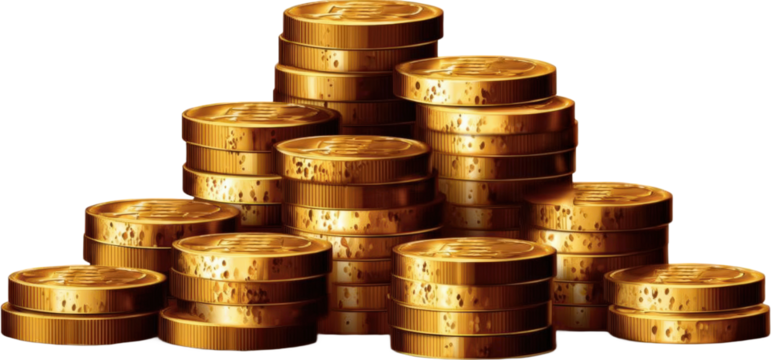 Pile of golden coins representing wealth and finance