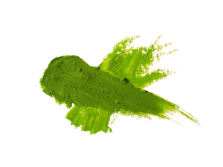 Vibrant green paint stroke with artistic texture, abstract background element.