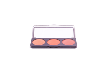 Makeup palette with three warm, natural blush shades for enhancing beauty looks.