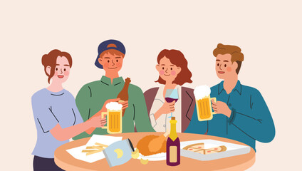 Friends toasting together concept