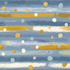 Seamless pattern of hand-painted horizontal stripes and polka dots