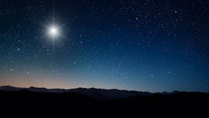 Fototapeta premium night Christmas panorama with a star in the sky