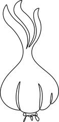 Elegant Contour Line Drawing of Kitchen Herb Garlic