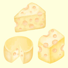 Cheese Lover watercolor swiss cheese slice art