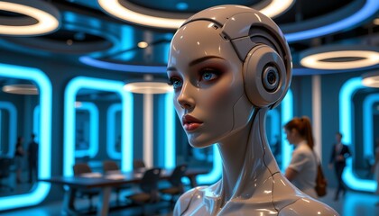 Futuristic Surreal Scene Featuring Hybrid Female