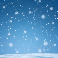 Fototapeta premium 푸른색 그라데이션 배경 위 눈송이가 내리고있다 함박눈 Snowflakes are falling on the blue gradation background