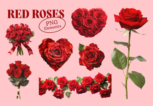 Elegant Red Rose Element Set