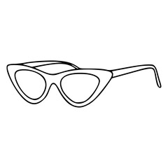 Fototapeta premium retro cat eye glasses outline vector - vintage style eyewear