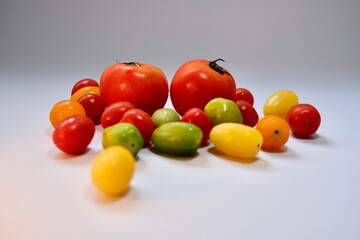 An assortment of different colored tomatoes