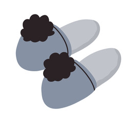 Slippers, doodle, hand drawn icon with cute pompoms. Cozy and colorful illustration perfect for home comfort, winter, relaxation, and hygge-themed designs.