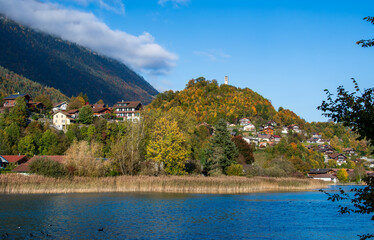 Autumn lake scenery in Interlaken, Switzerland