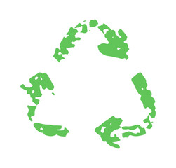 Green Recycling Concept Drawn with Crayon Strokes, Eco-Friendly Symbol for Sustainability, Environmental Awareness, Green Energy, Zero Waste Projects. Vector illustration