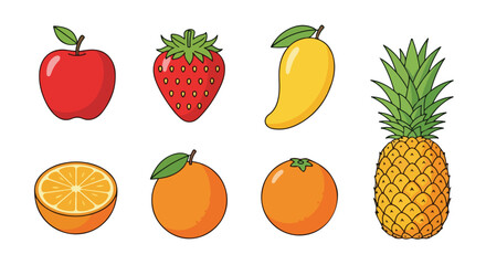 Fresh Fruit Icon Set Vector
