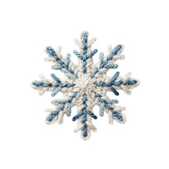 One 3D isolated snowflake in handmade yarn world style