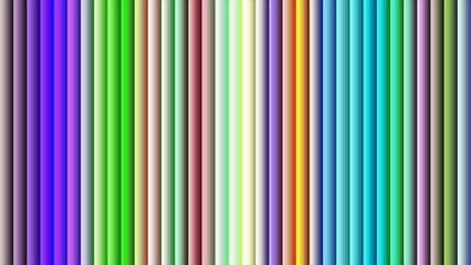 Vertical stripes of diverse gradient colors with realistic shading and light effects abstract background