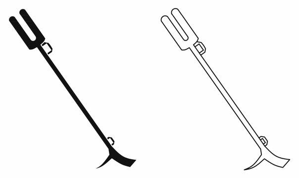outline and silhouette Halligan bar also known as a Halligan tool or Hooligan tool icon set. vector illustration isolated white background.