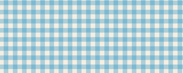 Classic vichy gingham light blue pattern. Seamless checkered texture for picnic cloth, tablecloth, fashion fabric, packaging, or kids textile design