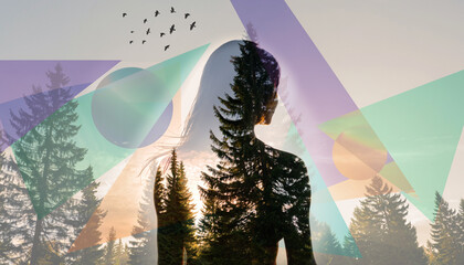 Abstract Geometric Forest Silhouette