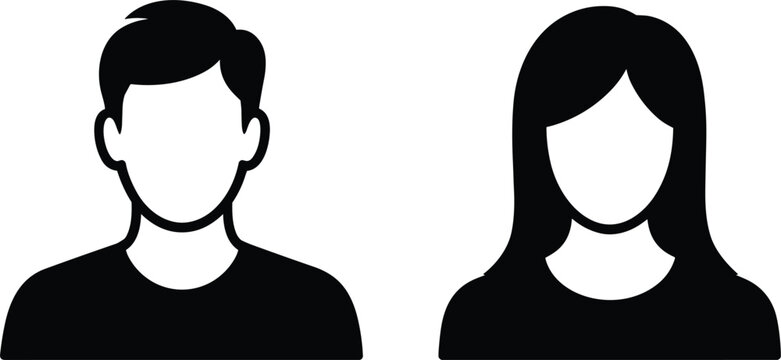 Black silhouette icons of a man and a woman vector