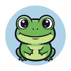 Cartoon frog with big eyes smiling, isolated on