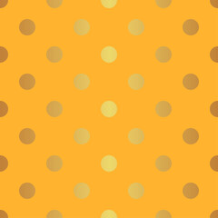 Seamless polka dot vector gold pattern. Satin texture of circles on a matte background. Soft glow of a luxurious backdrop. Quiet luxury delicate print for fabric and wallpaper. Holiday wrapping paper.