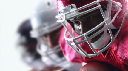 Football players lined up ready for action during an intense game on the field