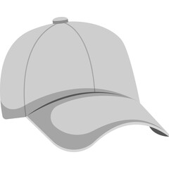 Simple Grey Baseball Cap on Transparent Background For Graphic Design And Sports Apparel
