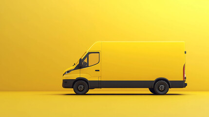 Professional yellow delivery van ready for branding, perfect for modern logistics, shipping, or courier company marketing, conveying speed, efficiency, and reliability