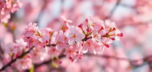 Fototapeta premium Soft-focus spring blossoms, bokeh effect, pastel colors, pastel, illustration