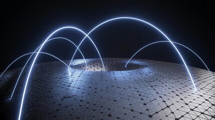 Network connectivity and Innovation: Digital data streams connect, highlighting global interconnectedness in a technologically advanced setting, symbolizing modern innovation and global networking.