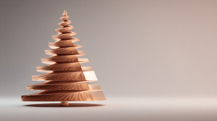 Abstract Christmas Tree with Layered Rose-Gold Metal Design
