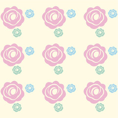 Seamless Pattern of Pastel Roses on a Cream Background - Vector Art