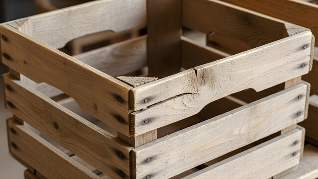 Stack of rustic wooden crates for storage and transport